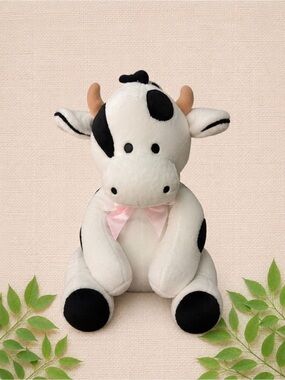Ty Beanie Baby Cow Plush – Vintage Collectible with Pink Bow
